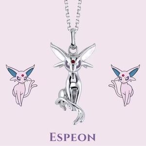 925 Sterling Silver Pokemon Espeon Pendant Unisex Necklace Pocket Monsters Anime